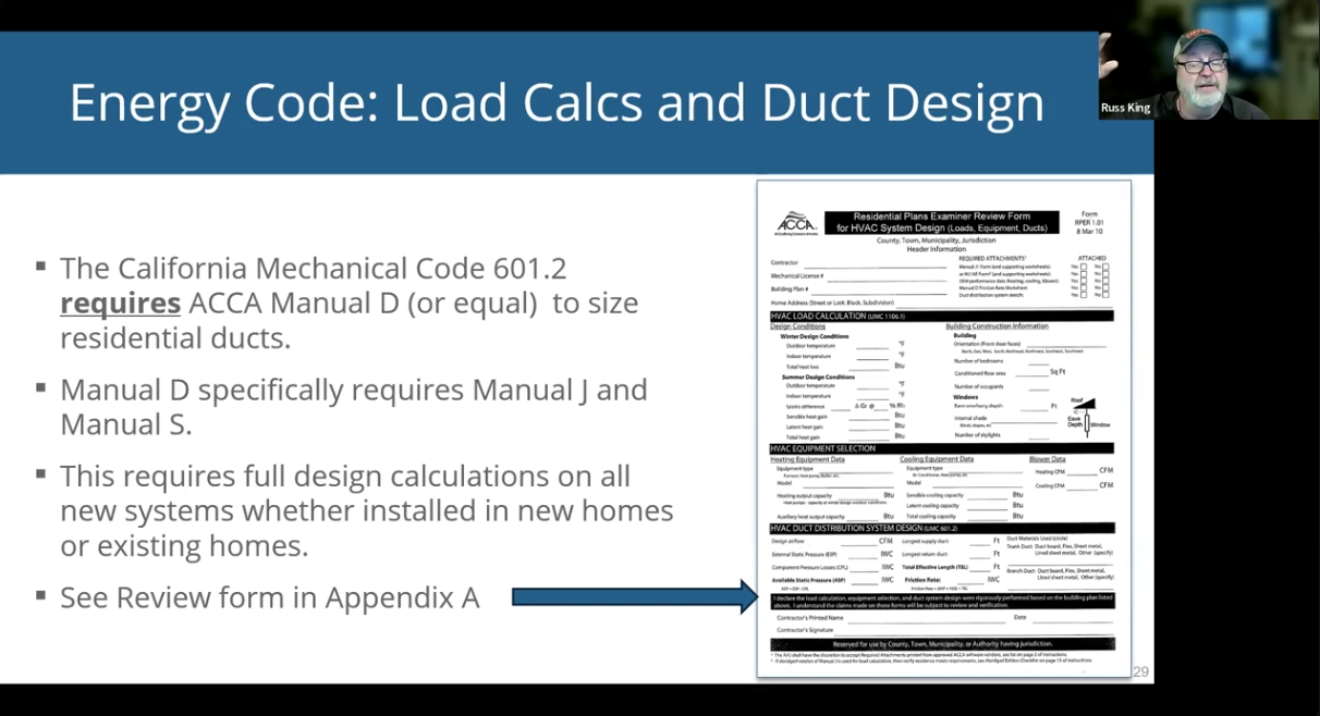 Residential Load Calculation and Duct Design for Building Departments